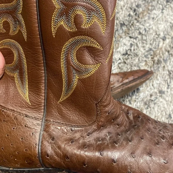 Justin 8927 Unisex Exotic Boot with Brown Full Quill Ostrich 9D brown